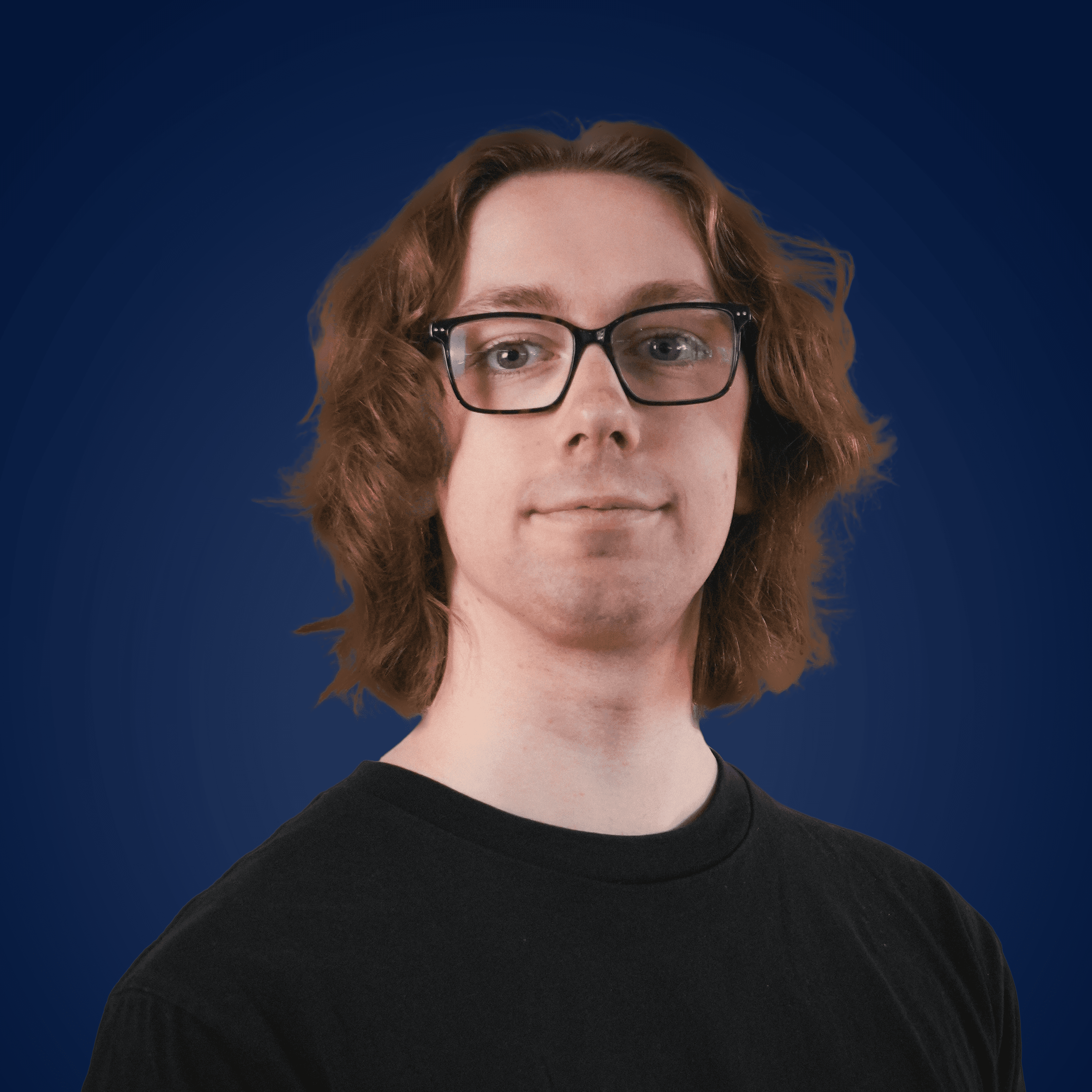 Reilly with blue background