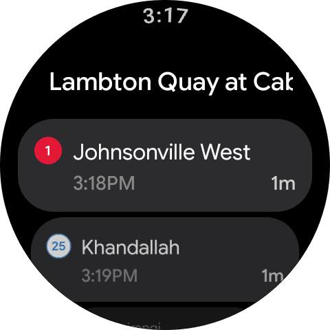 Catchy Wear OS bus stop view